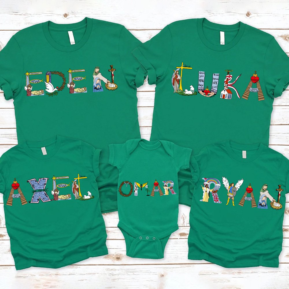 GuidingCross Original Design Personalized Name Christian Family Matching Shirts