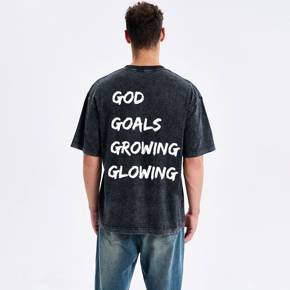 Gym With God Will Be Glowing Christian Washed T-Shirt