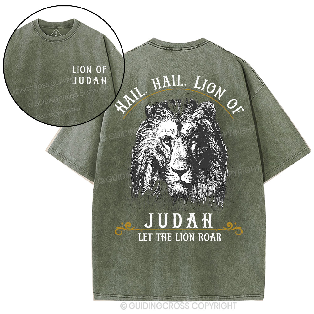 Hail Hail Lion Of Judah Christian Washed T-Shirt