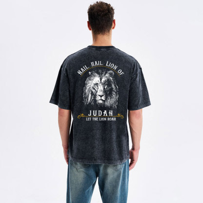Hail Hail Lion Of Judah Christian Washed T-Shirt