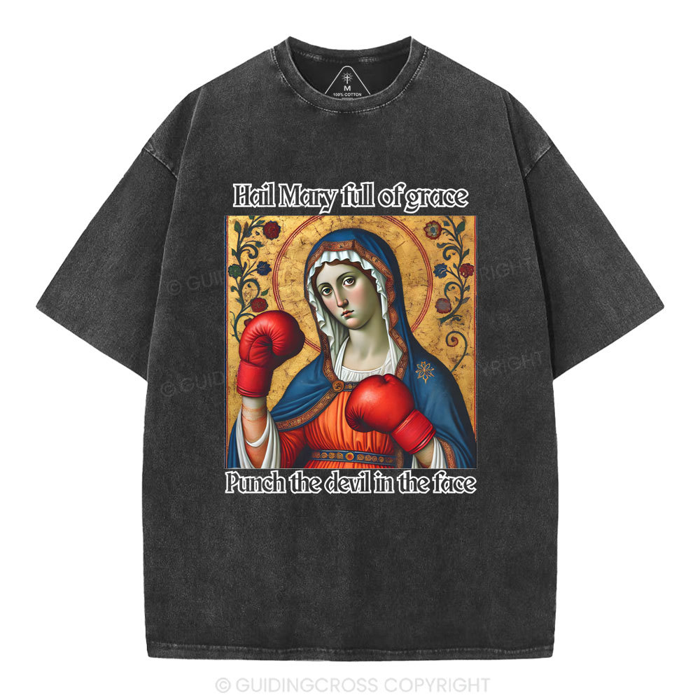 Hail Mary Full Of Grace Christian Washed T-Shirt