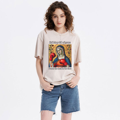 Hail Mary Full Of Grace Christian Washed T-Shirt