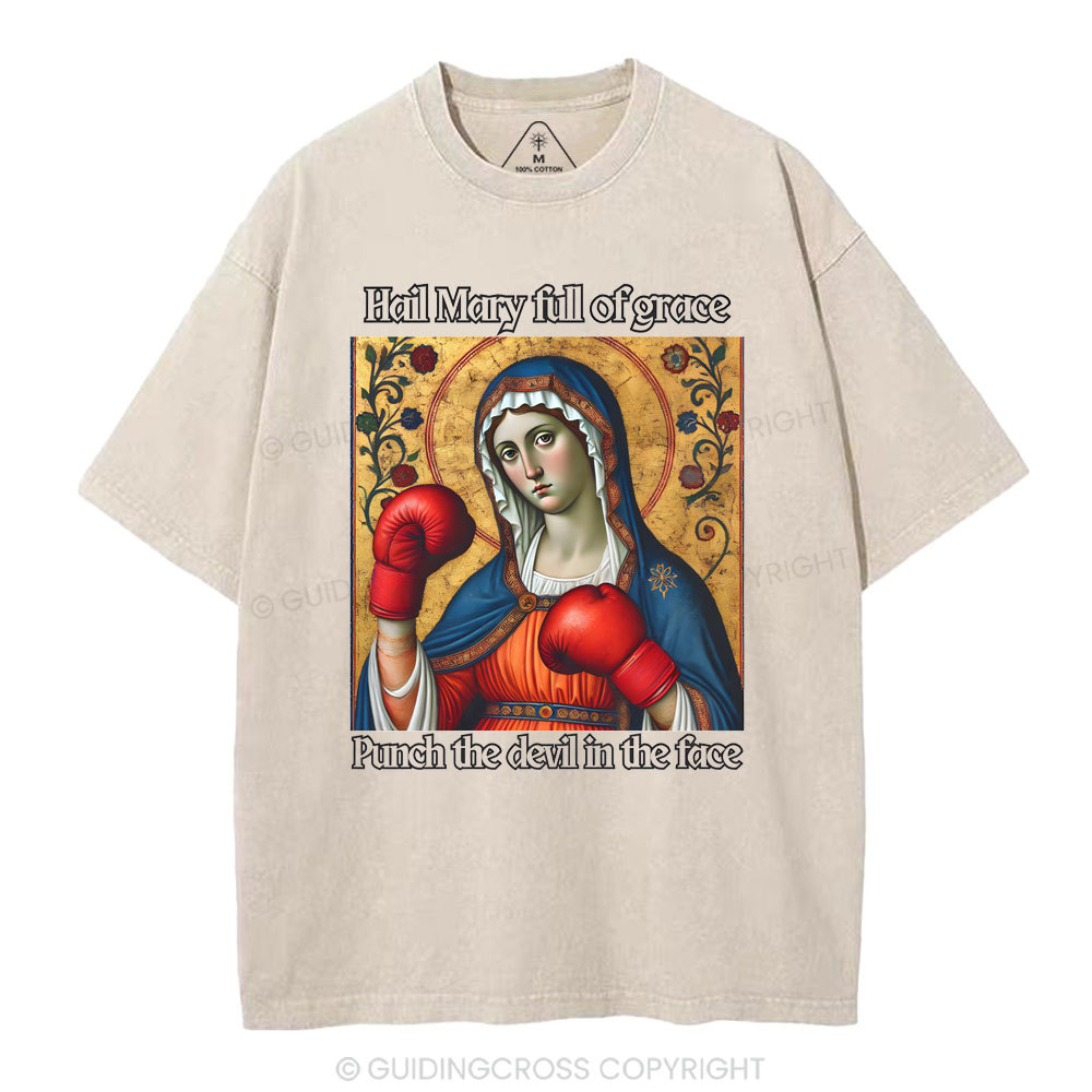 Hail Mary Full Of Grace Christian Washed T-Shirt