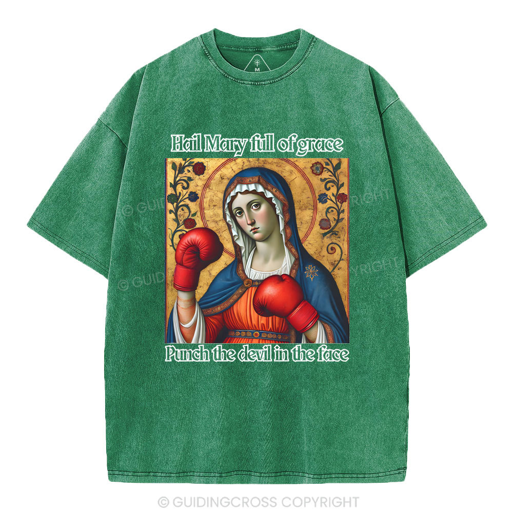 Hail Mary Full Of Grace Christian Washed T-Shirt
