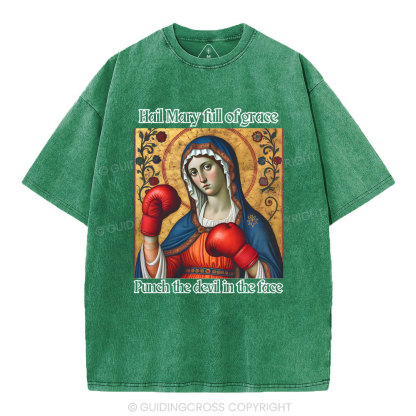 Hail Mary Full Of Grace Christian Washed T-Shirt