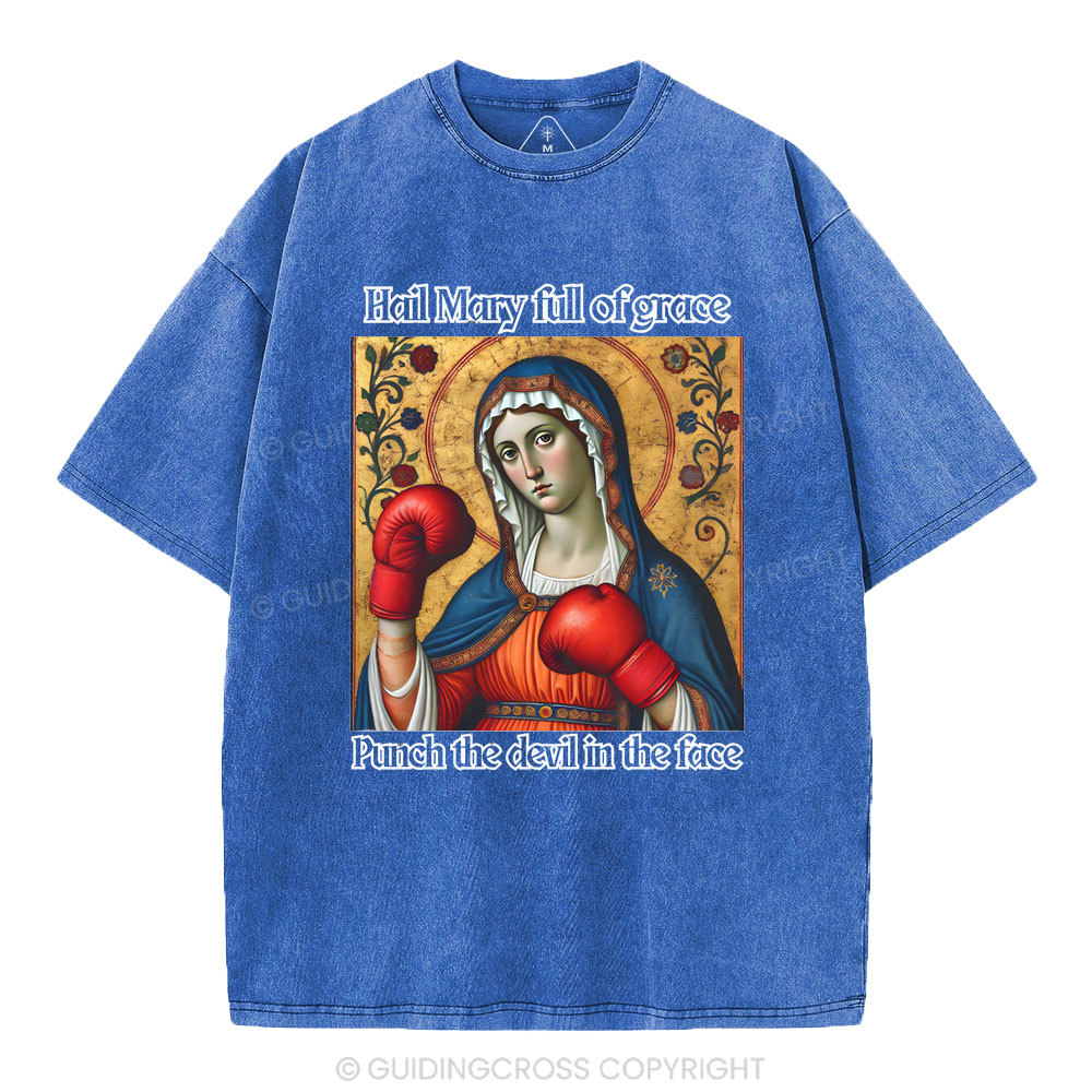 Hail Mary Full Of Grace Christian Washed T-Shirt