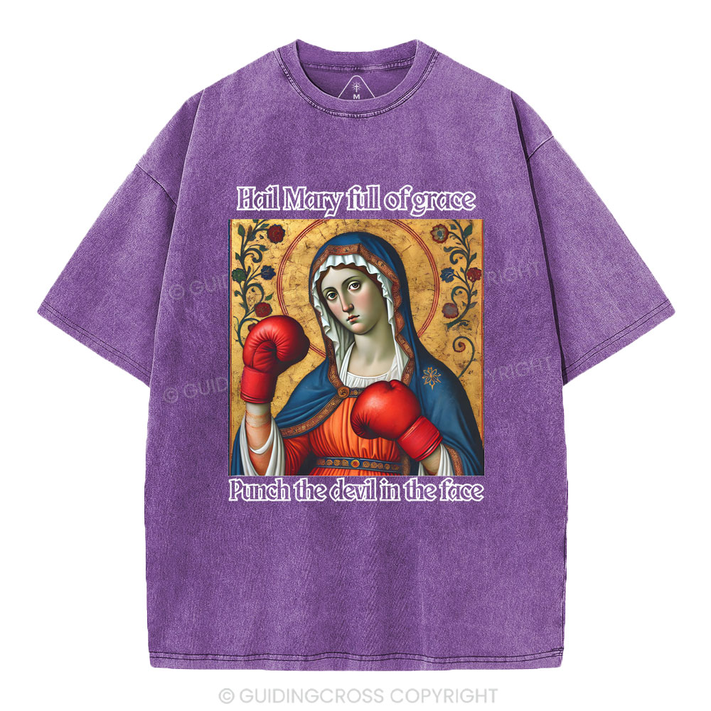 Hail Mary Full Of Grace Christian Washed T-Shirt