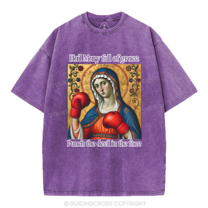 Hail Mary Full Of Grace Christian Washed T-Shirt