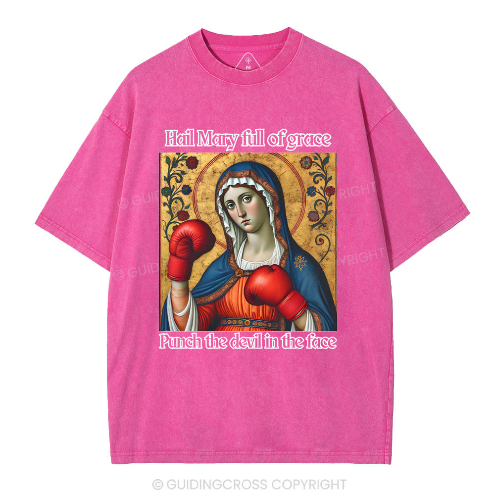 Hail Mary Full Of Grace Christian Washed T-Shirt