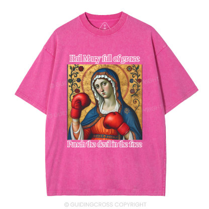 Hail Mary Full Of Grace Christian Washed T-Shirt