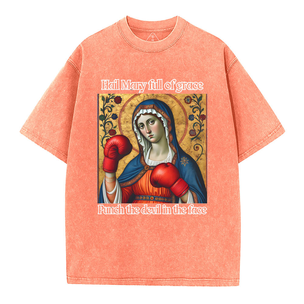 Hail Mary Full Of Grace Christian Washed T-Shirt