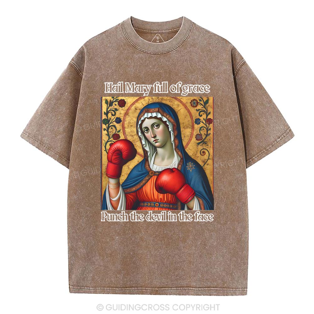 Hail Mary Full Of Grace Christian Washed T-Shirt