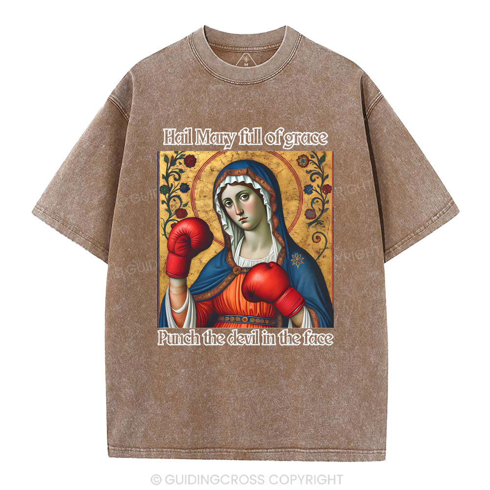 Hail Mary Full Of Grace Christian Washed T-Shirt