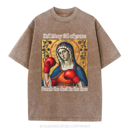 Hail Mary Full Of Grace Christian Washed T-Shirt