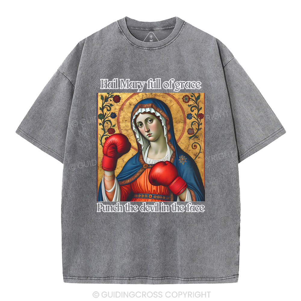Hail Mary Full Of Grace Christian Washed T-Shirt