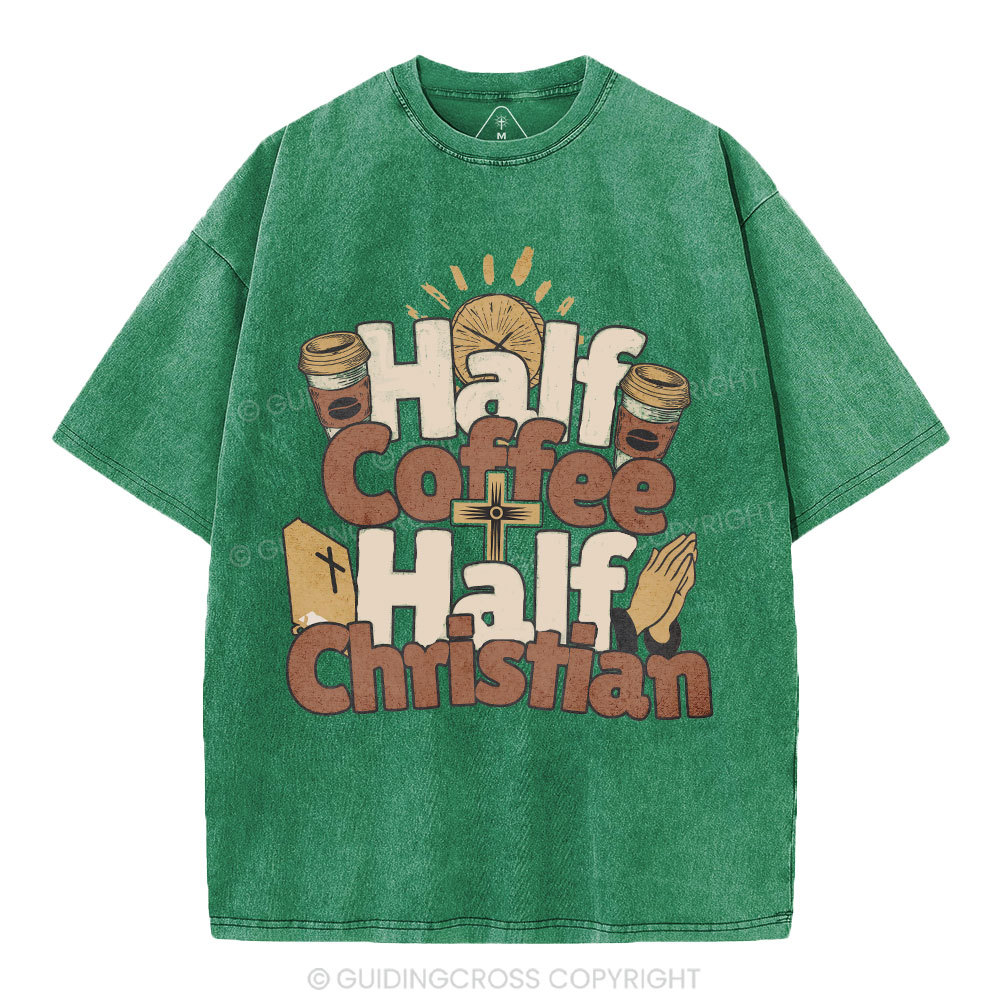 Half Coffee Half Christian Christian Washed T-Shirt
