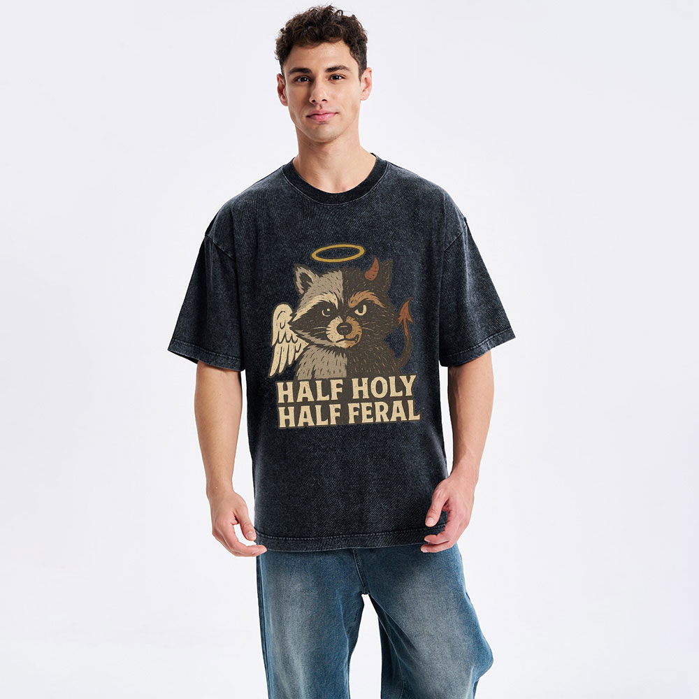 Half Holy Half Feral Christian Washed T-Shirt
