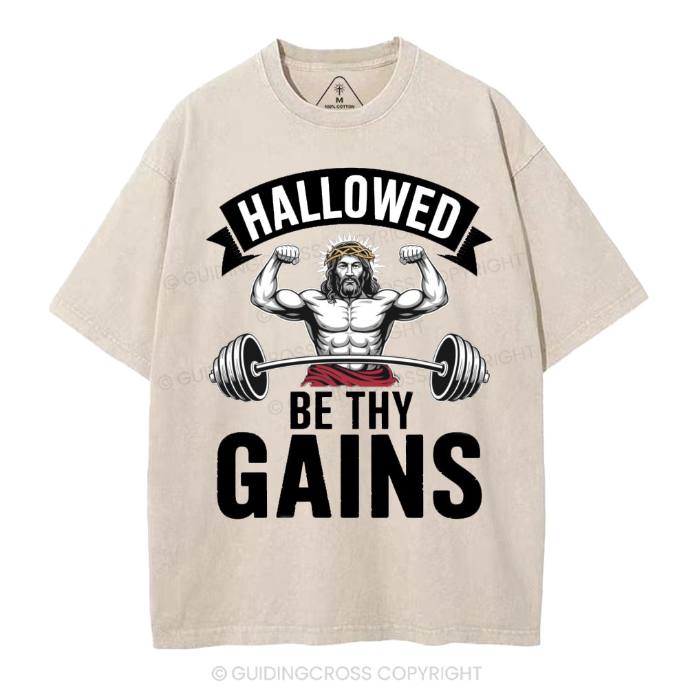 Hallowed Be Thy Gains Christian Washed T-Shirt