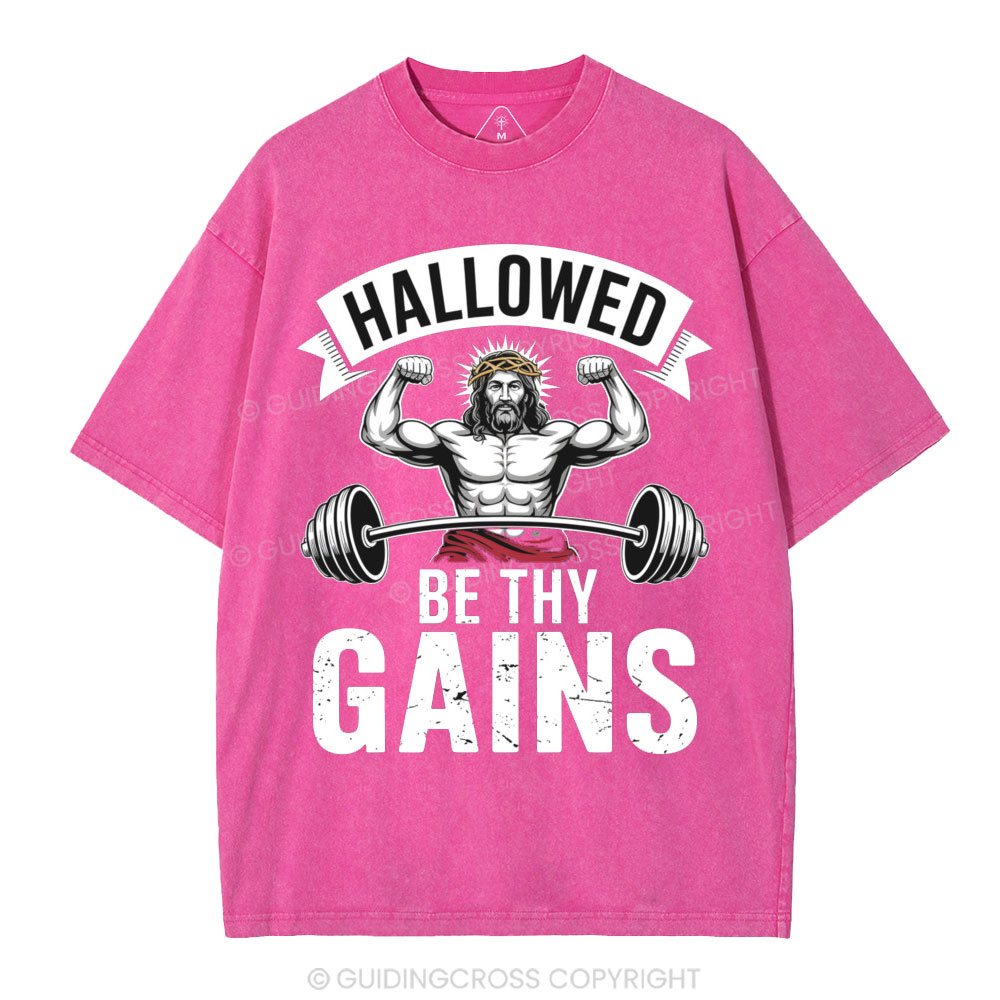 Hallowed Be Thy Gains Christian Washed T-Shirt