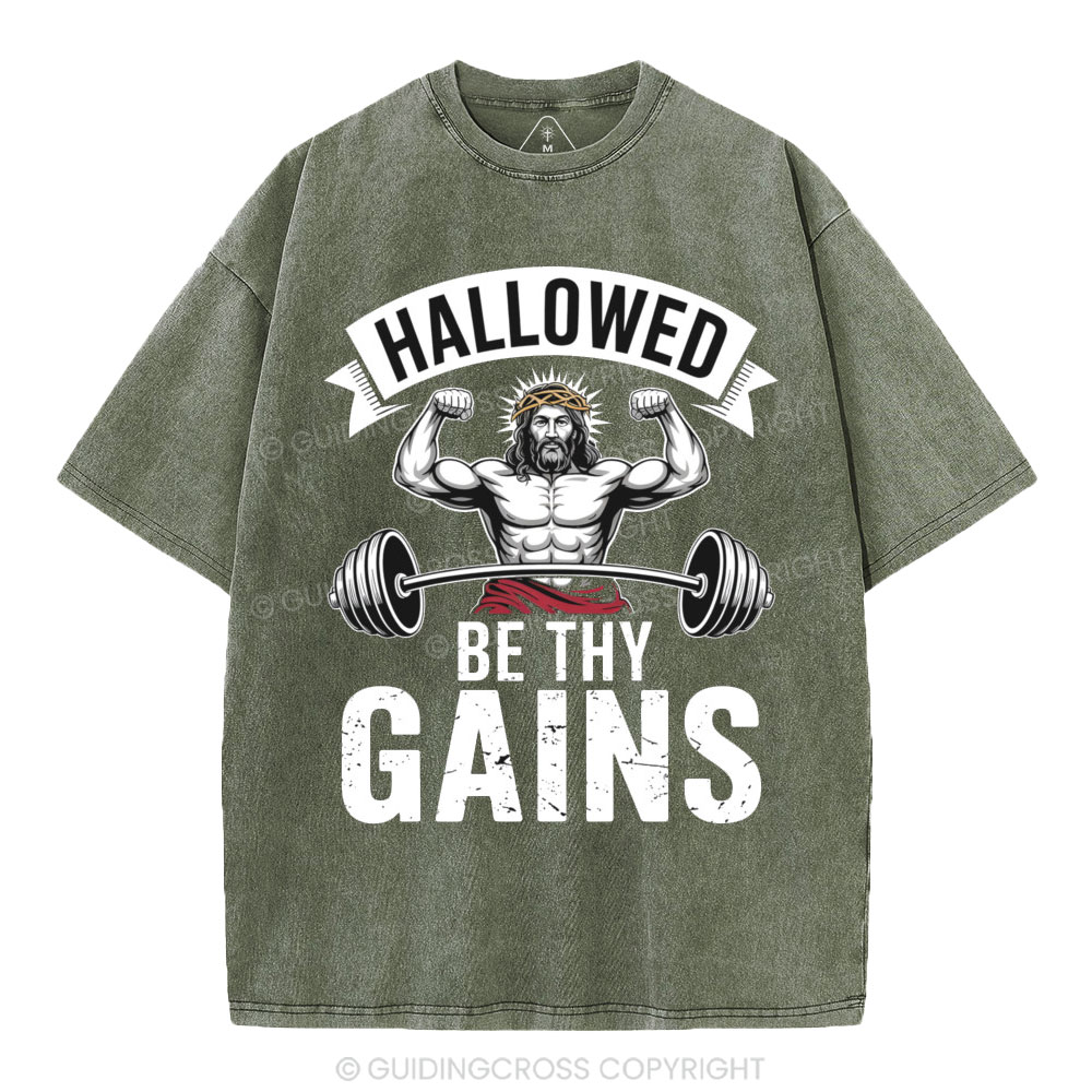 Hallowed Be Thy Gains Christian Washed T-Shirt