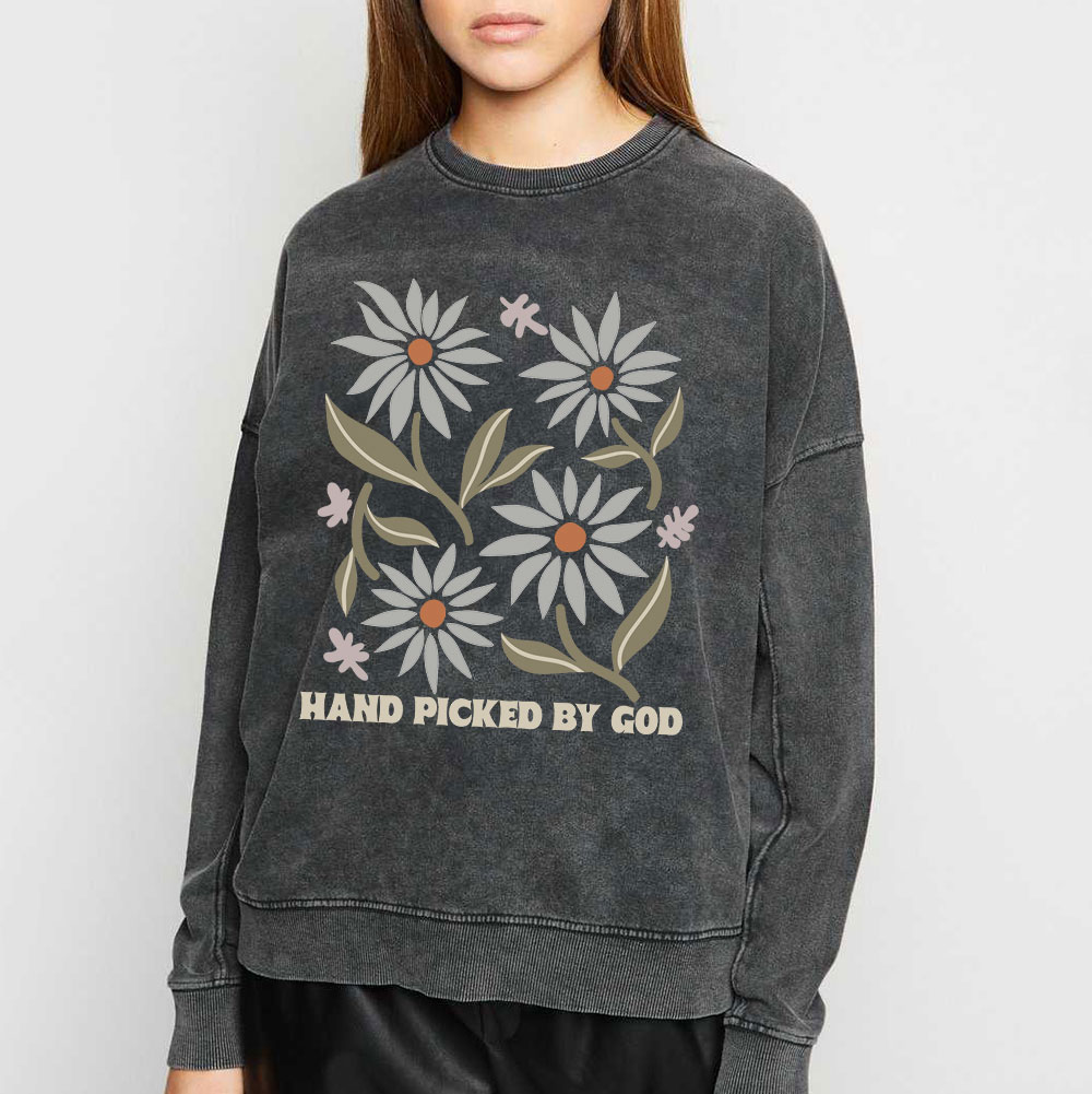 Hand Picked By God Christian Washed Sweatshirt