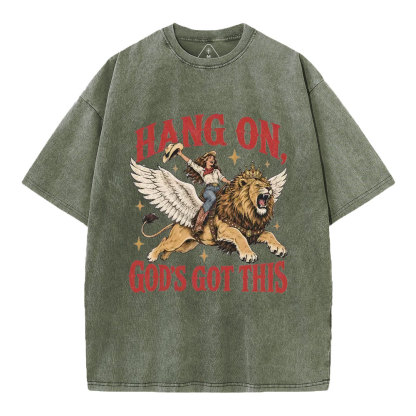 Hang On God's Got This Christian Washed T-Shirt