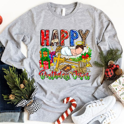 Happy Birthday Jesus Christian Long Sleeve T-Shirt