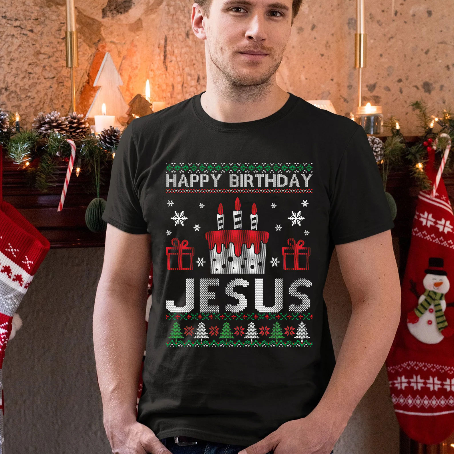 Happy Birthday Jesus Christmas Christian T-Shirt