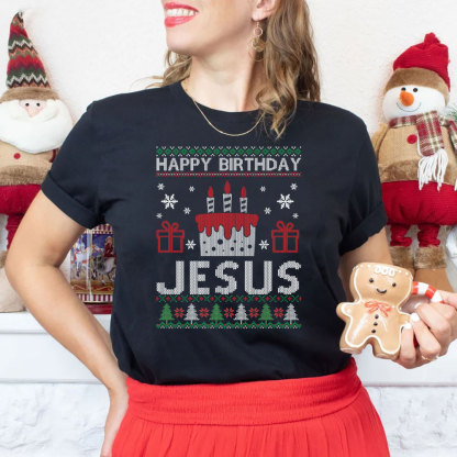 Happy Birthday Jesus Christmas Christian T-Shirt
