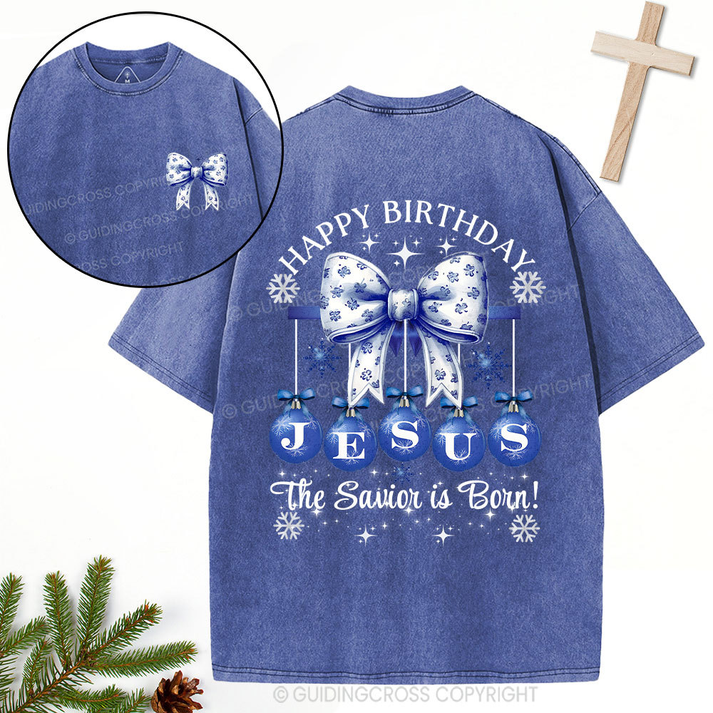 Happy Birthday Jesus Christmas Christian Washed T-Shirt