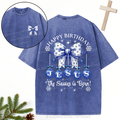 Happy Birthday Jesus Christmas Christian Washed T-Shirt