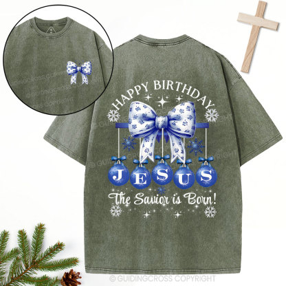 Happy Birthday Jesus Christmas Christian Washed T-Shirt