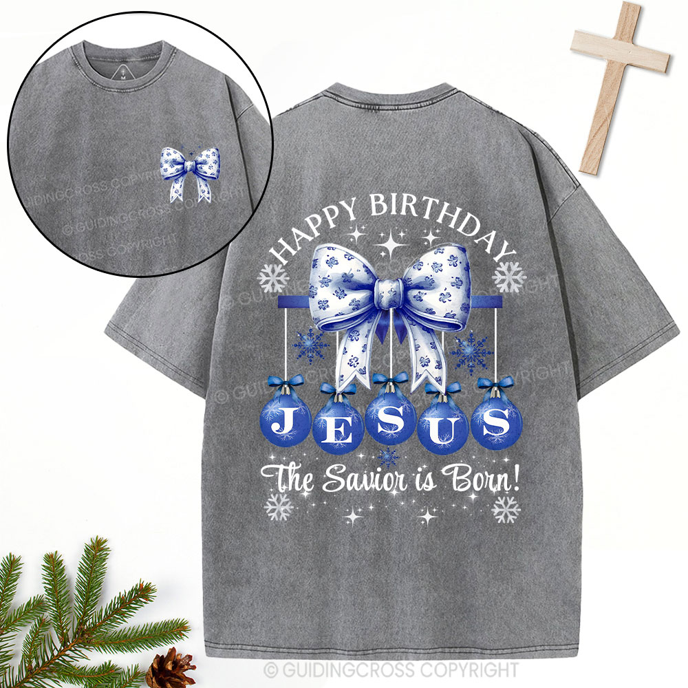 Happy Birthday Jesus Christmas Christian Washed T-Shirt