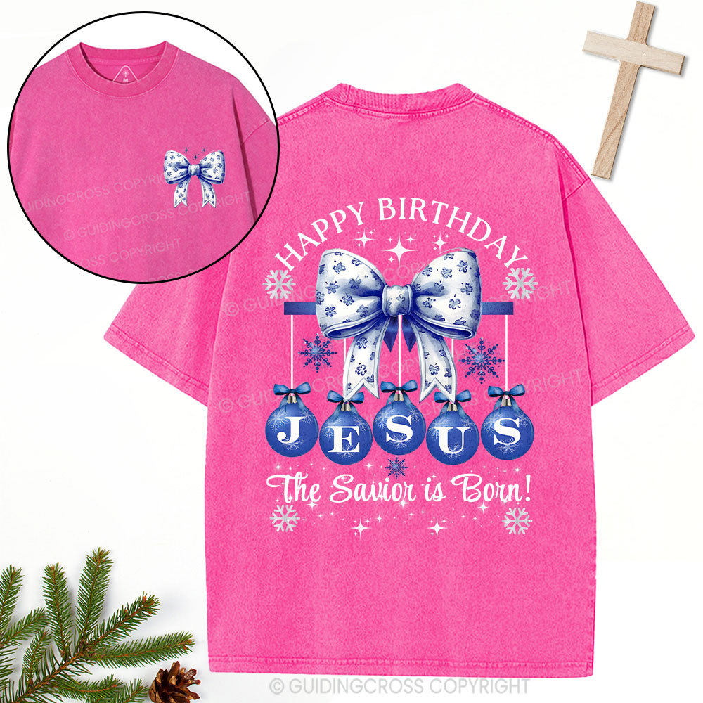 Happy Birthday Jesus Christmas Christian Washed T-Shirt