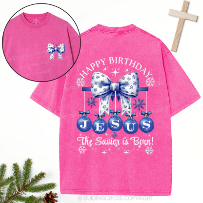 Happy Birthday Jesus Christmas Christian Washed T-Shirt