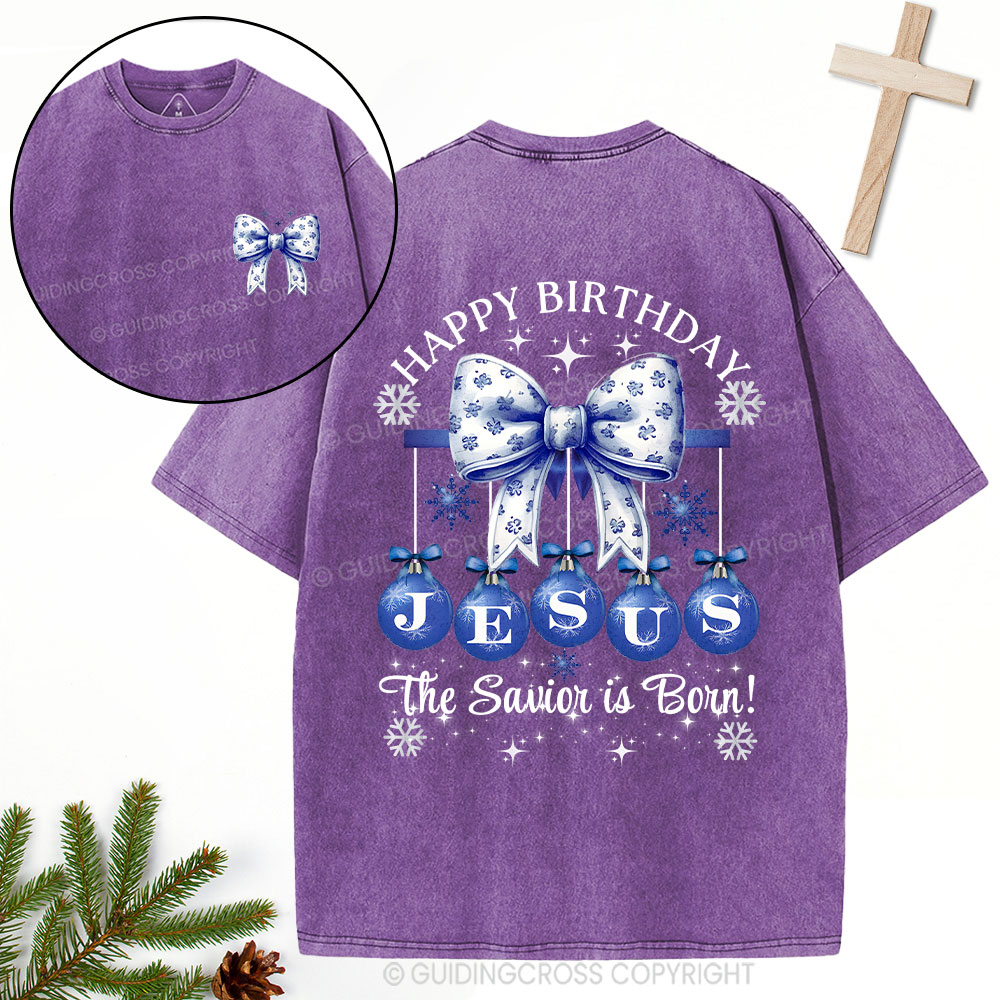 Happy Birthday Jesus Christmas Christian Washed T-Shirt