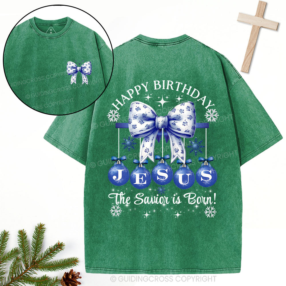 Happy Birthday Jesus Christmas Christian Washed T-Shirt
