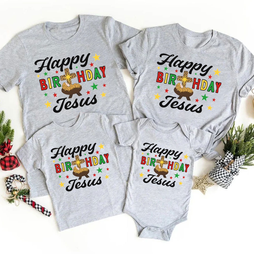 Happy Birthday Jesus Christmas Family Matching Shirts