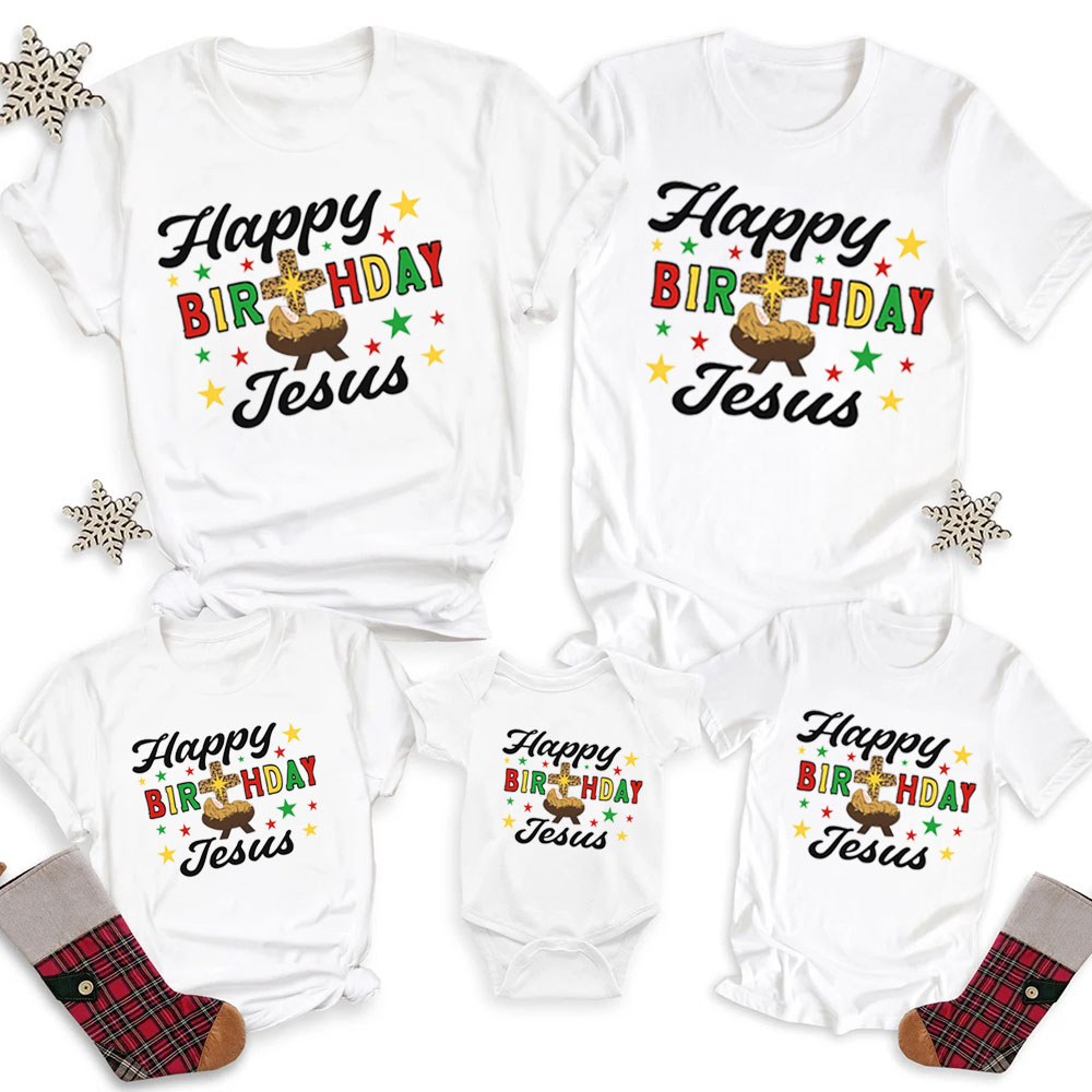 Happy Birthday Jesus Christmas Family Matching Shirts
