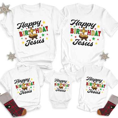 Happy Birthday Jesus Christmas Family Matching Shirts