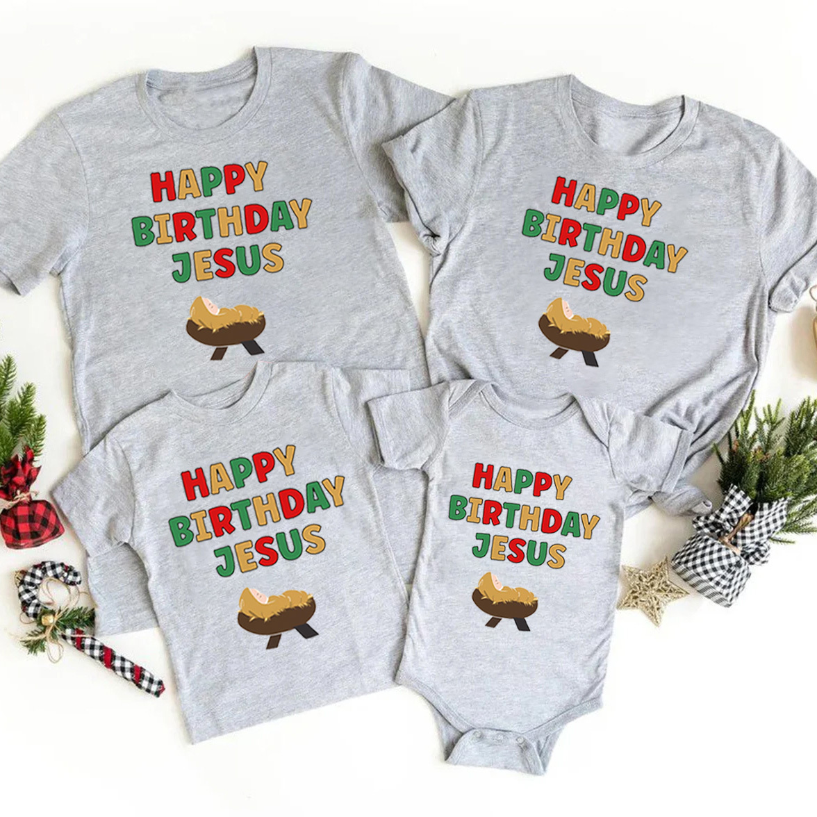 Happy Birthday Jesus Christmas Family Matching Shirts