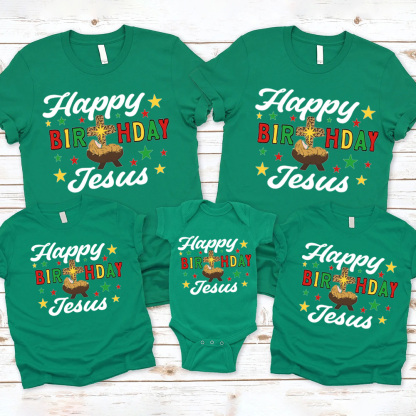 Happy Birthday Jesus Christmas Family Matching Shirts
