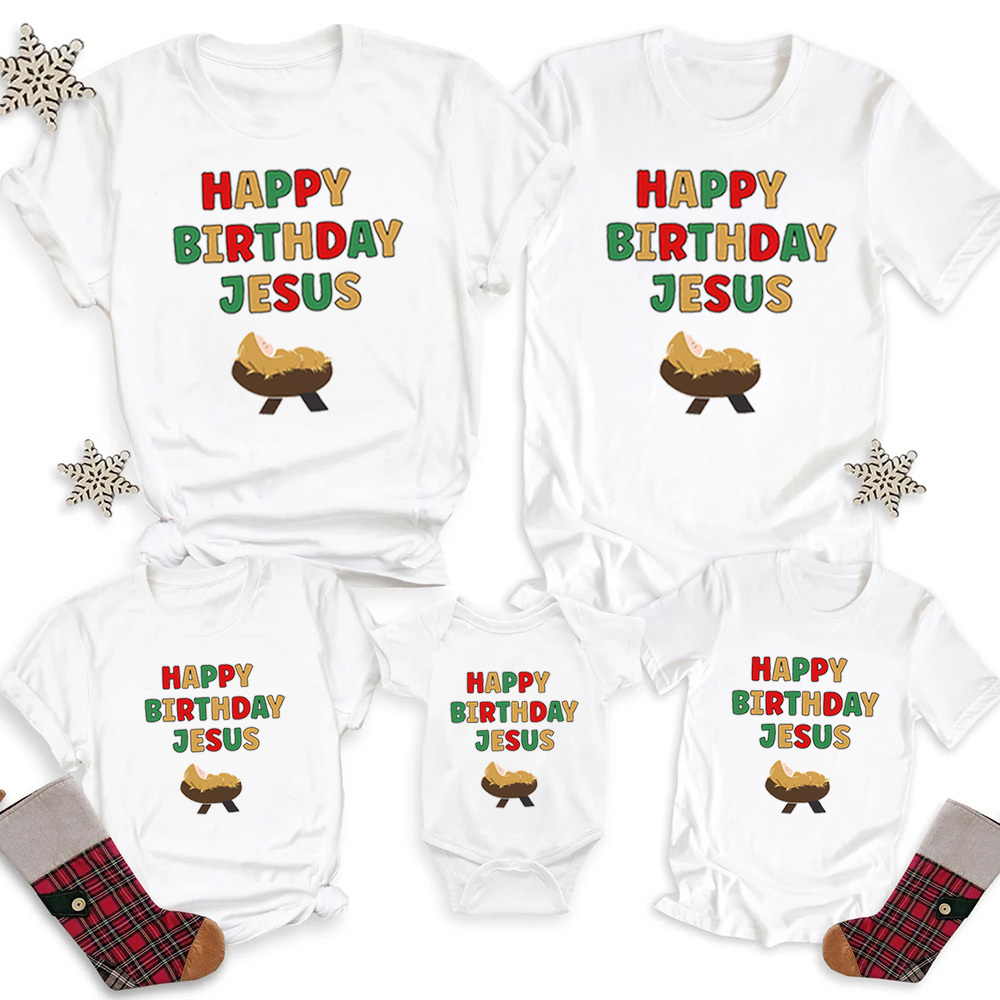 Happy Birthday Jesus Christmas Family Matching Shirts