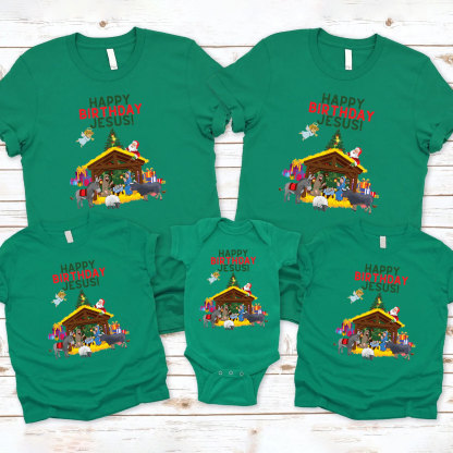Happy Birthday Jesus Christmas Family Matching Shirts