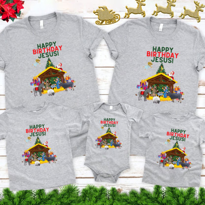 Happy Birthday Jesus Christmas Family Matching Shirts