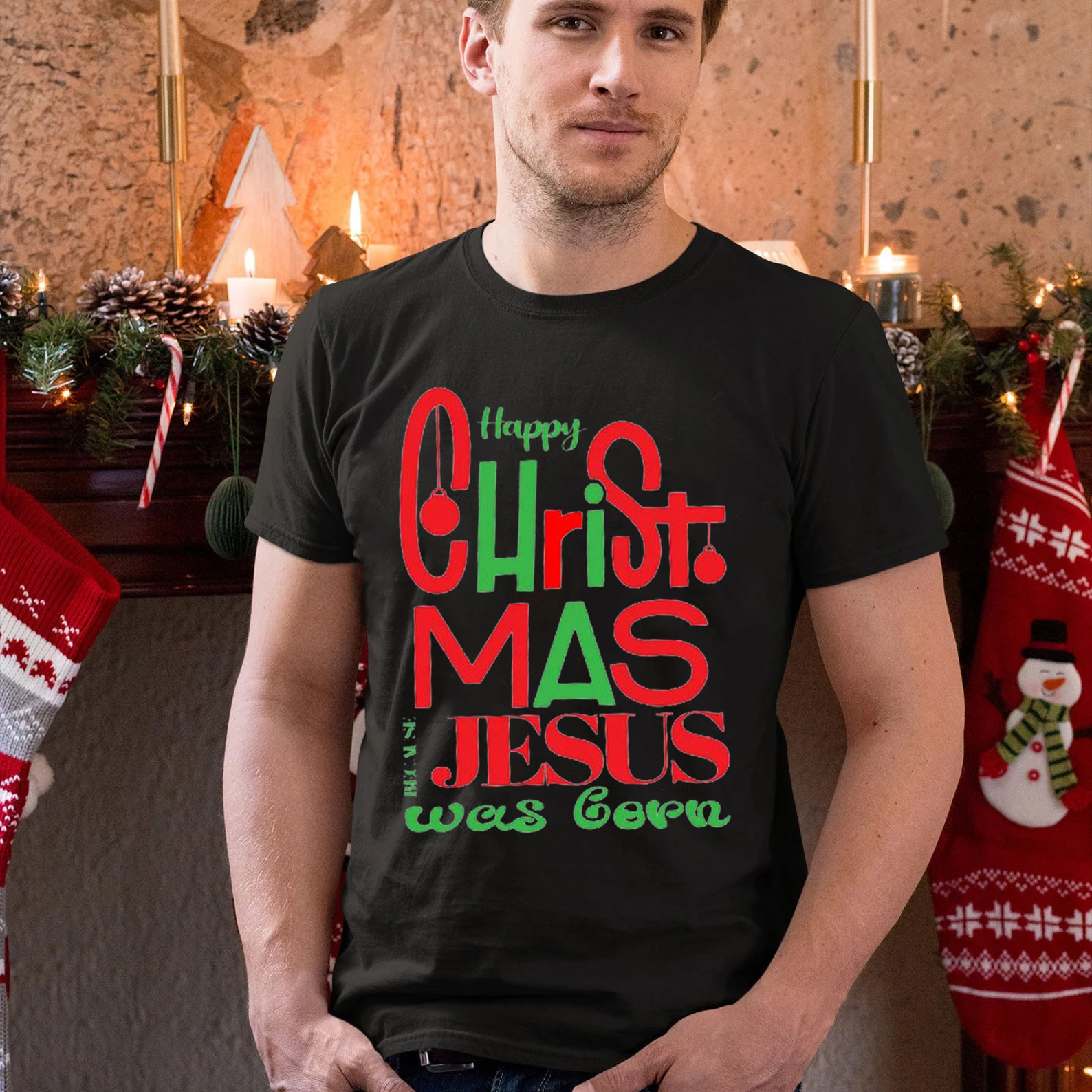 Happy Christmas Jesus Is Born Christian T-Shirt