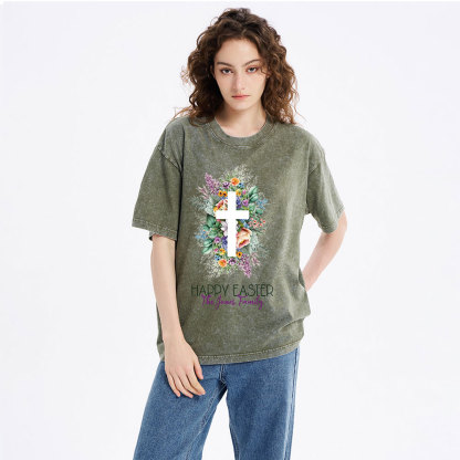 Happy Easter Template Christian Washed T-Shirt