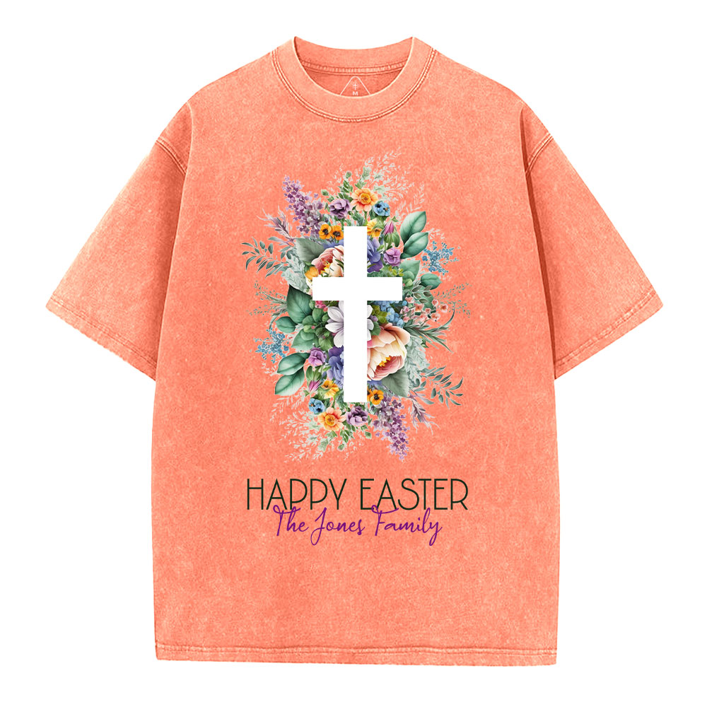 Happy Easter Template Christian Washed T-Shirt