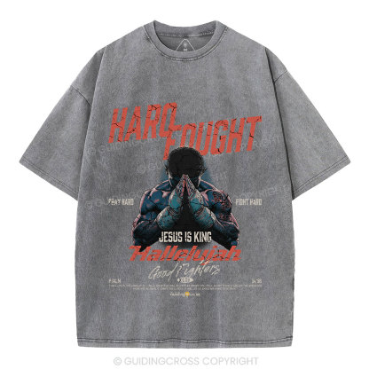 Hard Fought Hallelujah Boxing Christian Washed T-Shirt