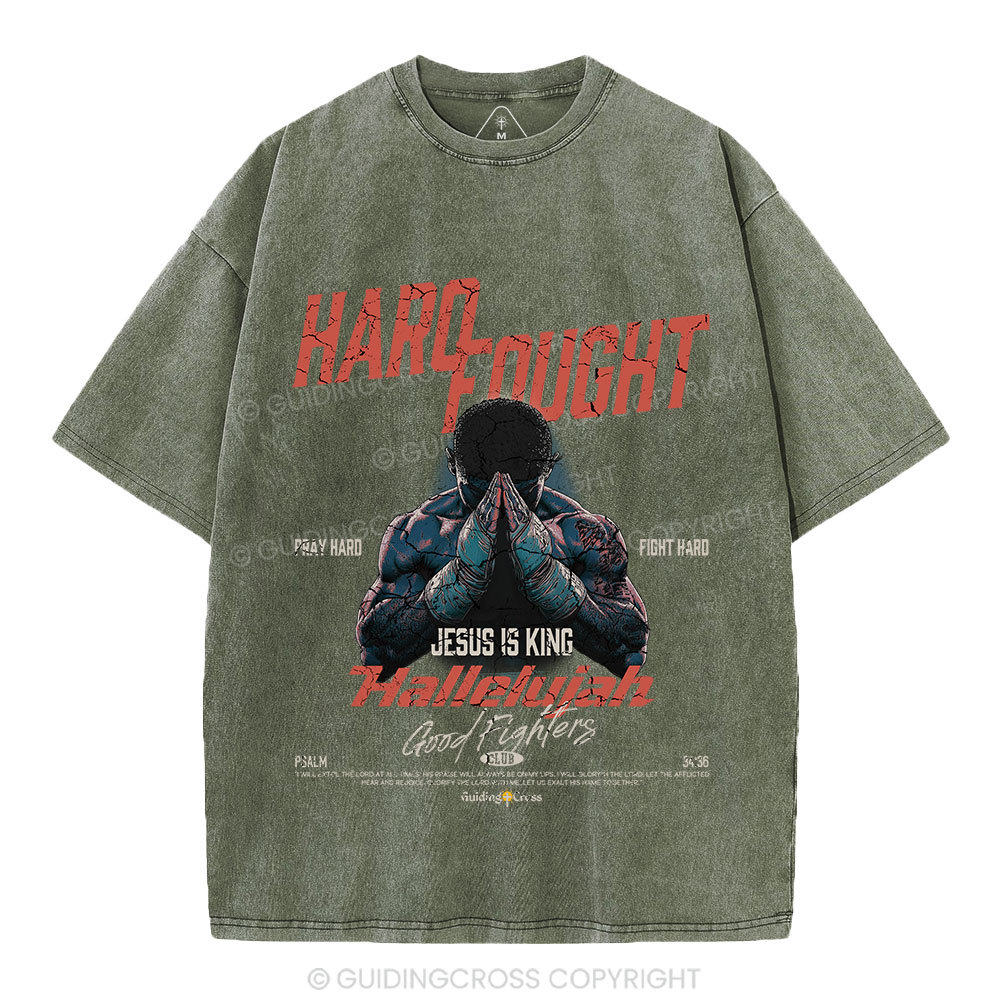 Hard Fought Hallelujah Boxing Christian Washed T-Shirt